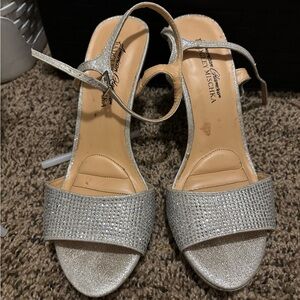 Badgley Mischka Glittering Silver Heels